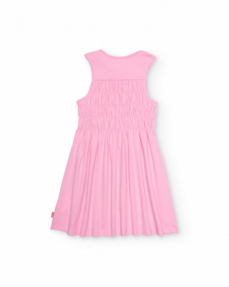 Vestido de menina em malha com franzido elástico