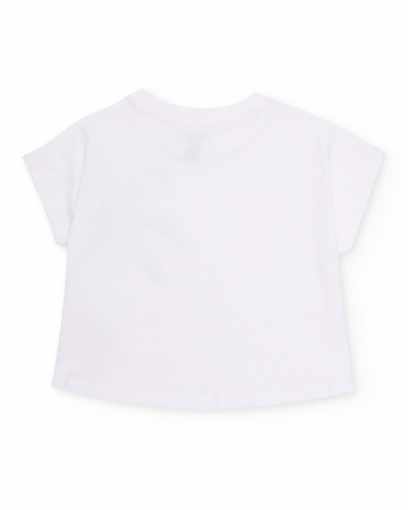 T-shirt de menina em malha com palmeira lateral