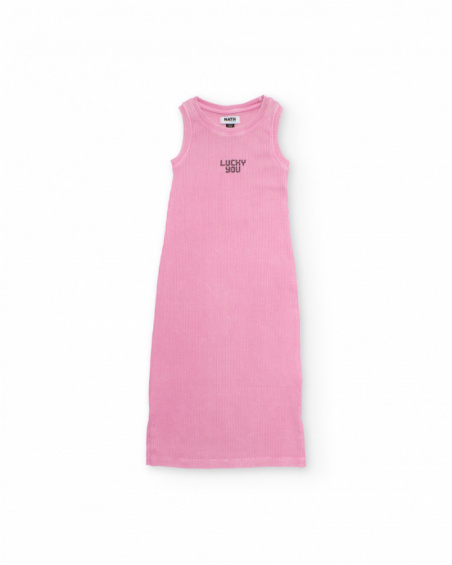 Vestido de menina em malha canelada elástica