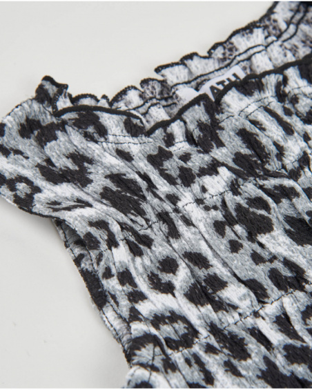 Top de menina em tecido plano com design animal print