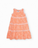 Vestido de menina em malha com riscas decorativas