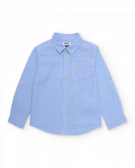 Camisa de menino em tecido plano com mangas com presilhas