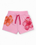 Calções de menina em malha com design de hibiscos
