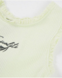 Top de menina em malha com detalhe de rendinha