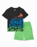 Conjunto de menino em malha com estampado degradé