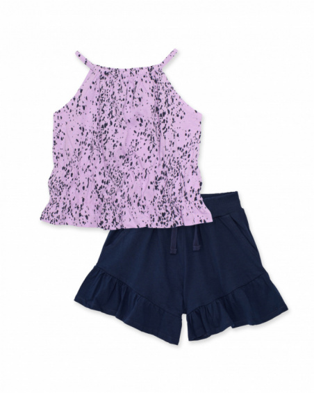 Conjunto de menina em malha com estampado às pintas