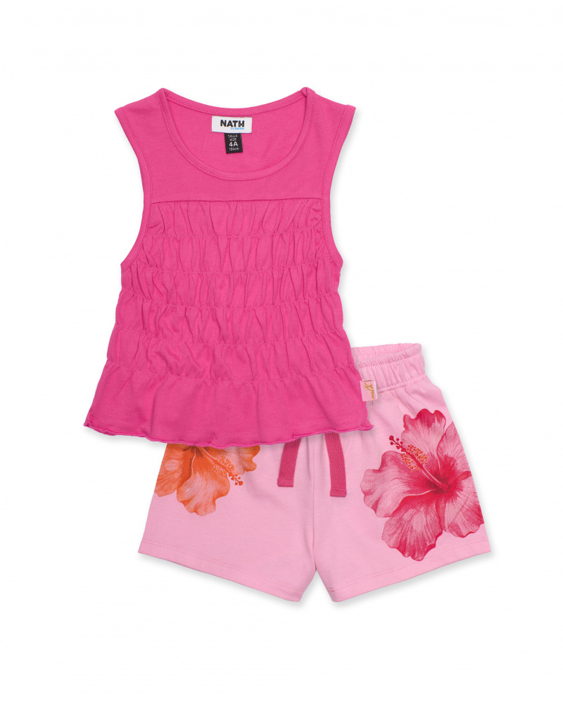 Conjunto de menina em malha com franzido frontal