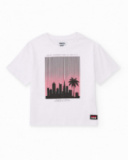 T-shirt de menino em malha com estampado em contraste