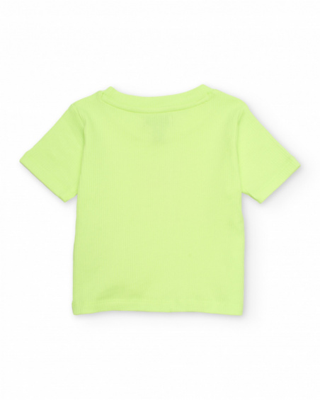 T-shirt de menina em malha canelada