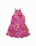 Vestido de menina em tecido plano com design tie-dye