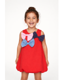 Vestido de menina em tecido plano com design de balão