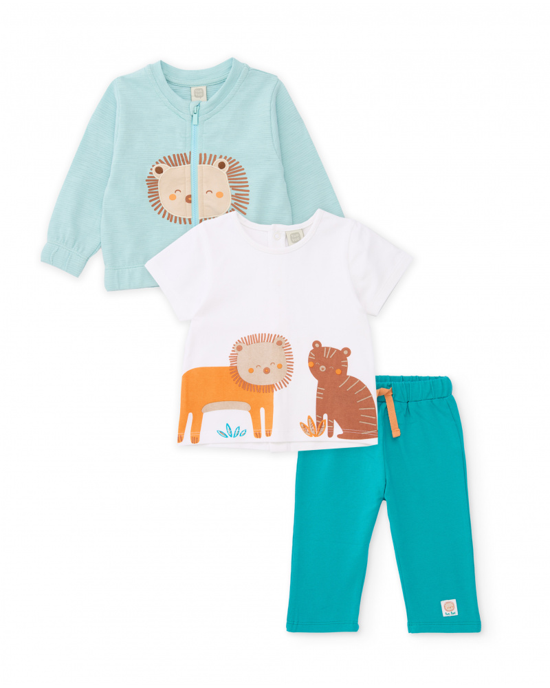 Conjunto de tricô de três peças para recém-nascido