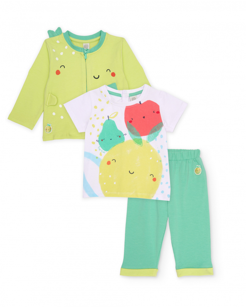 Conjunto de tricô de três peças para recém-nascido