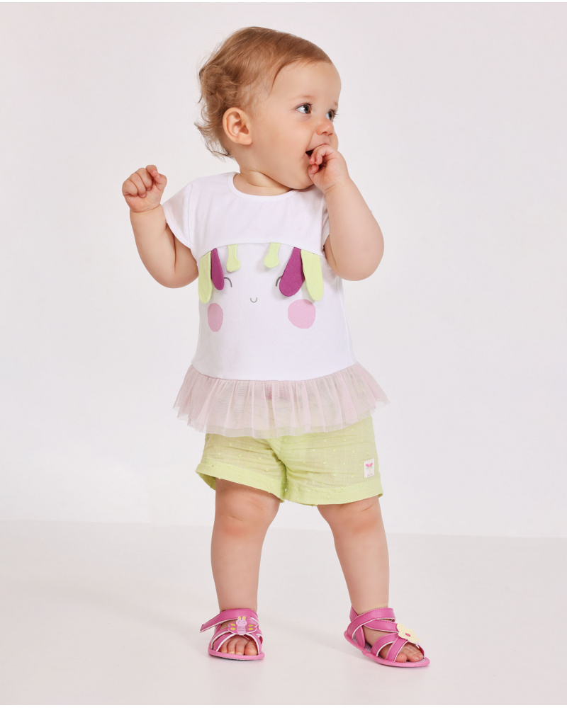 Conjunto de tricô para recém-nascido com folho de tule