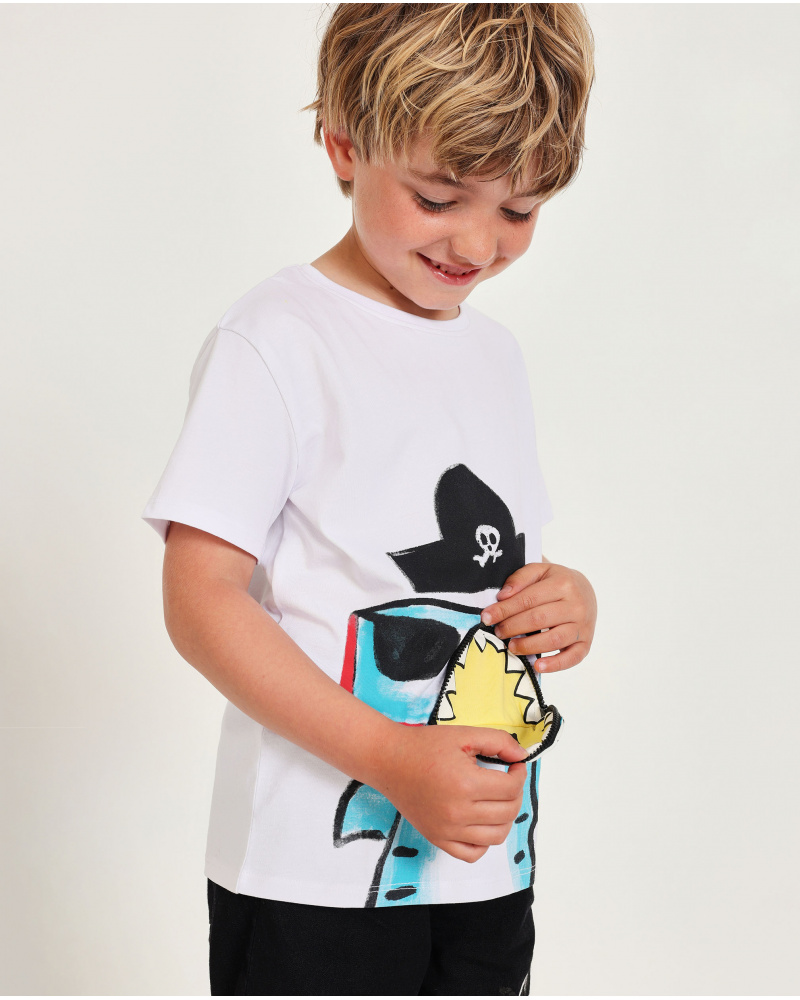 Camiseta de menino de malha de inspiração pirata