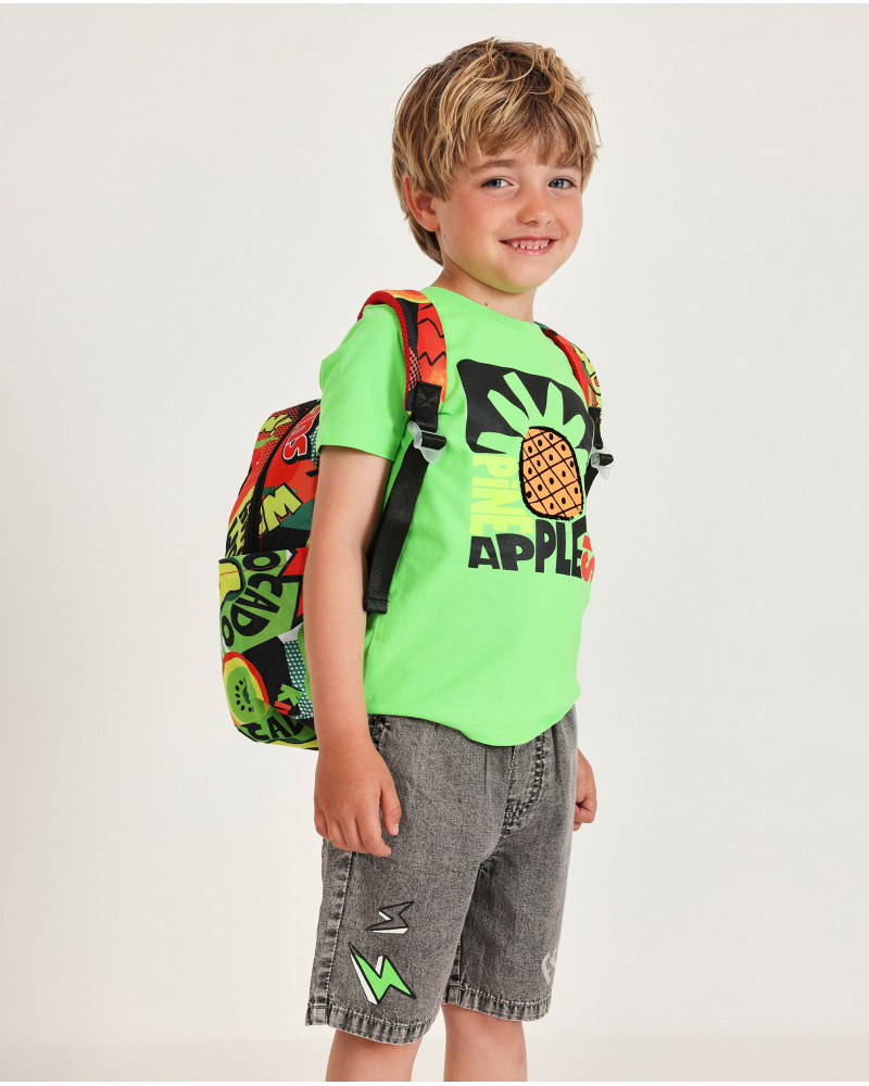 T-shirt de menino em malha com fecho no ombro