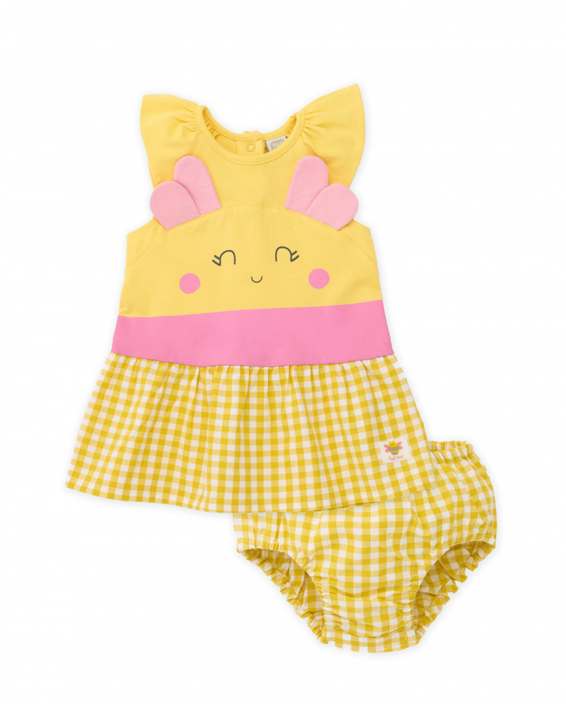 Vestido de tricô para recém-nascido com apliques em relevo