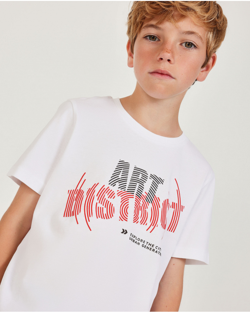 T-shirt de menino em malha com estampado frontal