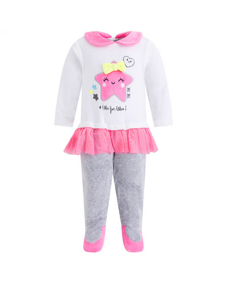 BODY AVELUDADO COM BABADO MENINA CINZA BABY BLOGGER