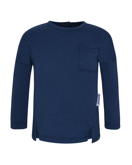 T-SHIRT DE MALHA COM BOLSO MENINA AZUL BÁSICOS