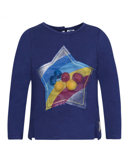 T-SHIRT DE MALHA COM ESTRELA MENINA AZUL THE UNIVERSE