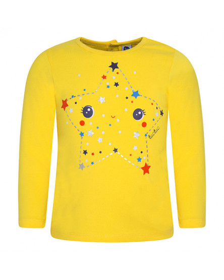 T-SHIRT DE MALHA COM ESTRELA MENINA AMARELA THE UNIVERSE