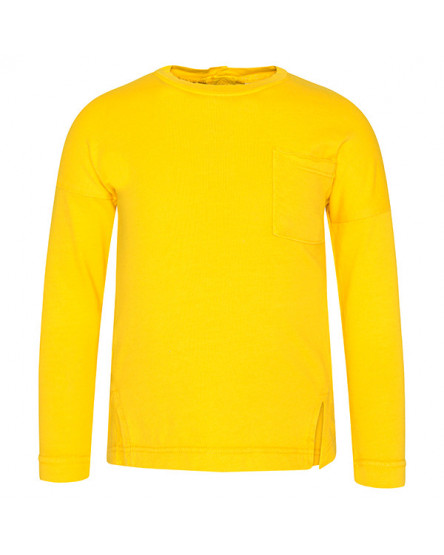 T-SHIRT DE MALHA COM BOLSO MENINA AMARELA BÁSICOS