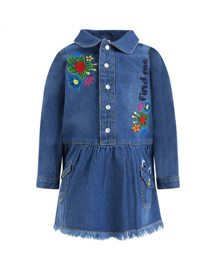 VESTIDO DE GANGA COM BOLSOS MENINA AZUL STRANGER-CREATURES