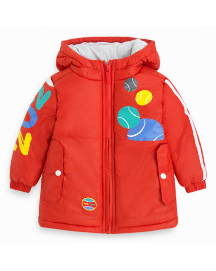 PARKA ACOLCHOADA COM CAPUZ MENINO VERMELHA TUCKYO