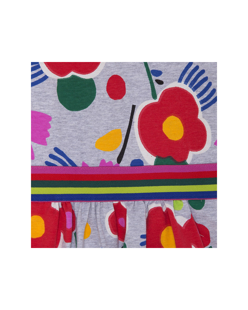 VESTIDO PUNTO FLORES NIÑA ROJO ECO