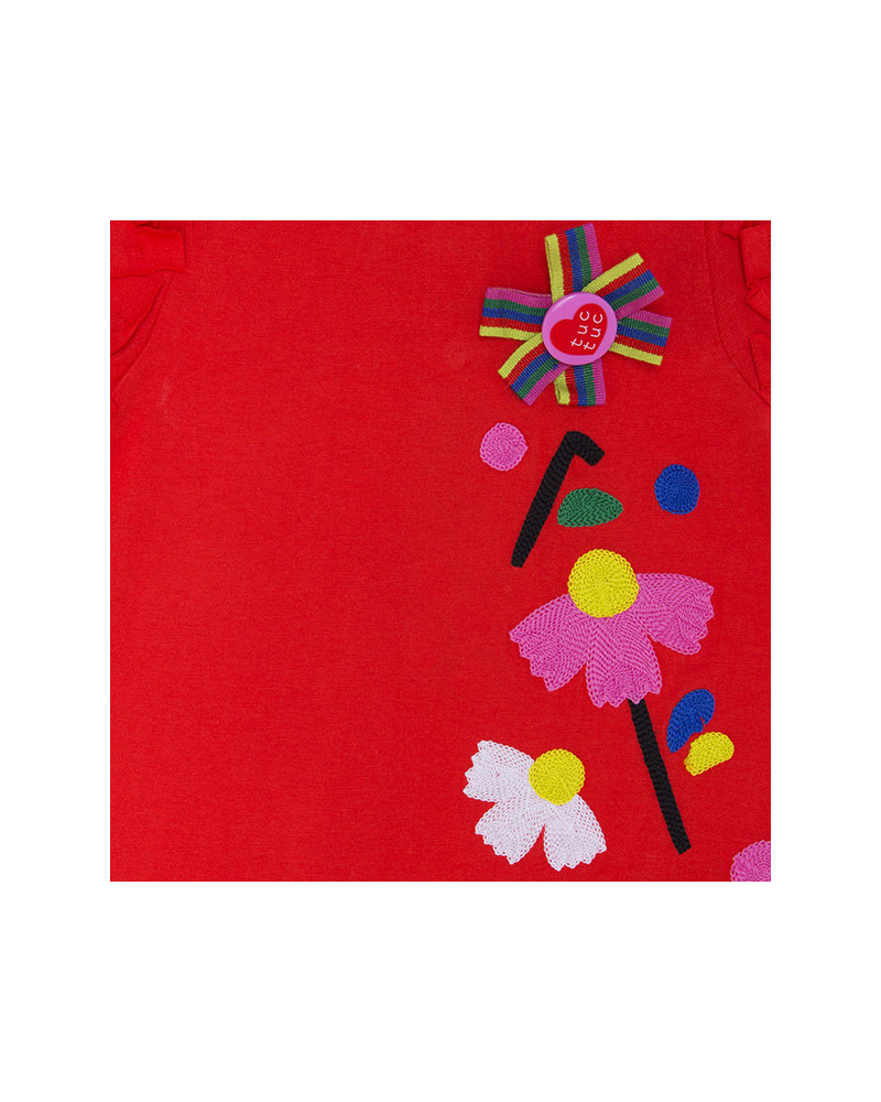 VESTIDO PUNTO FANTASÍA NIÑA ROJO ECO