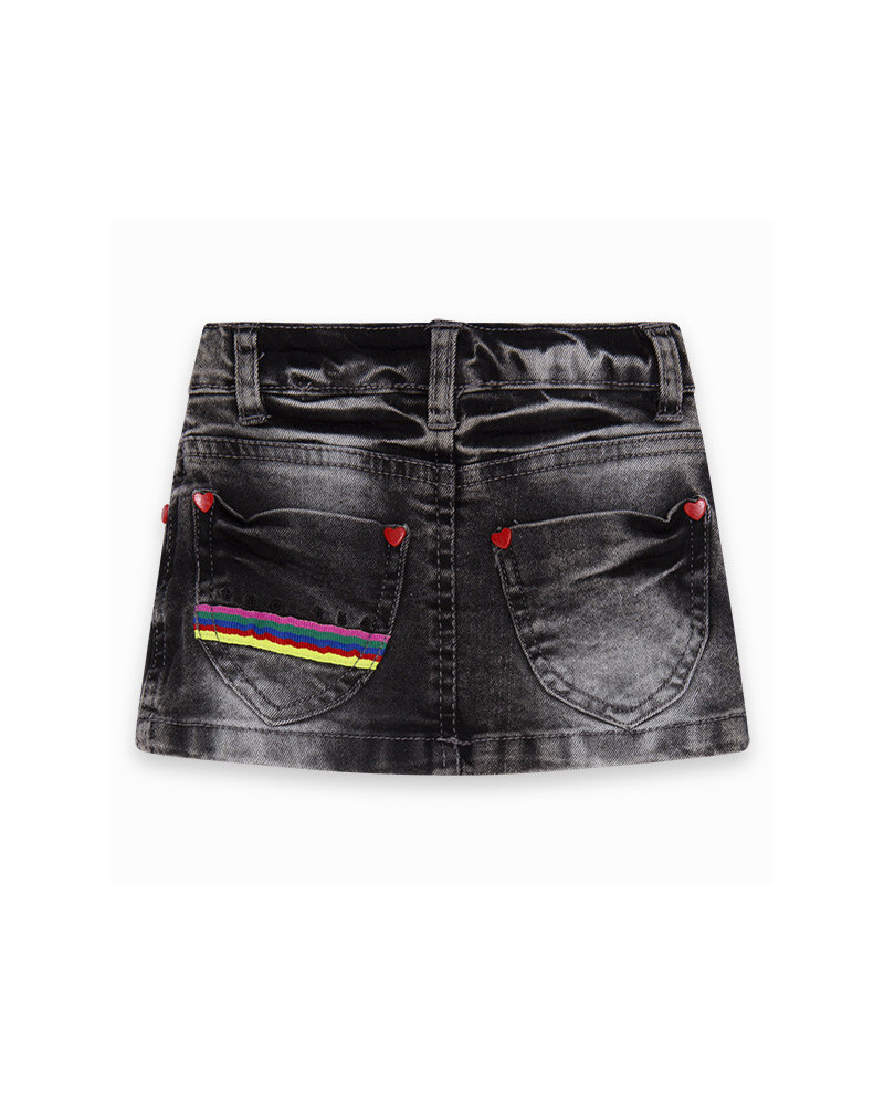 FALDA DENIM CORAZONES NIÑA GRIS ECO