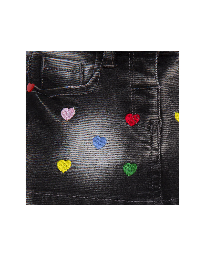 FALDA DENIM CORAZONES NIÑA GRIS ECO