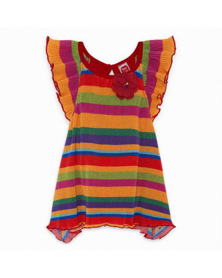 VESTIDO FANTASIA ÀS RISCAS MENINA LARANJA ECO