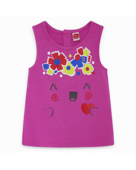 VESTIDO DE MALHA COM CARINHA MENINA ROSA ECO