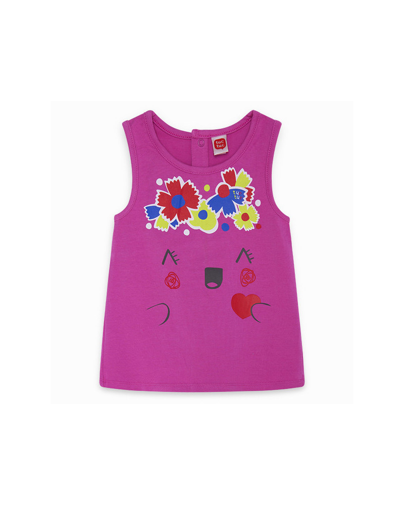 VESTIDO PUNTO FLOR NIÑA ROSA ECO