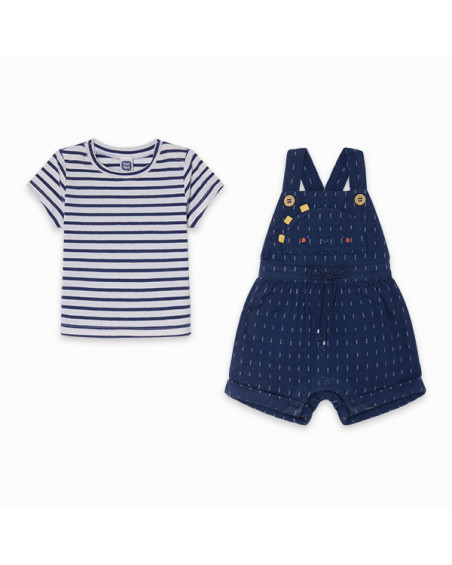 CONJUNTO PETO FANTASÍA Y CAMISETA PUNTO RAYAS NIÑO AZUL FORMENTERA CONJUNTO PETO FANTASÍA Y CAMISETA PUNTO RAYAS NIÑO AZUL FORMENTERA