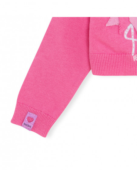 Casaco tricô rosa botões menina