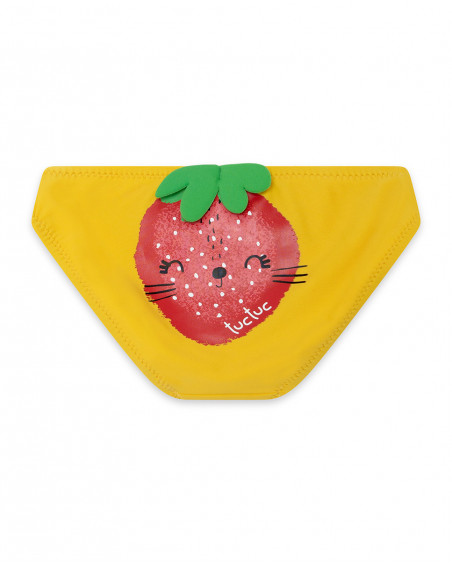 Cuecas de banho amarela com morango menina