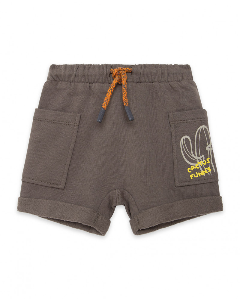 Bermudas de felpa castanho bolsos menino