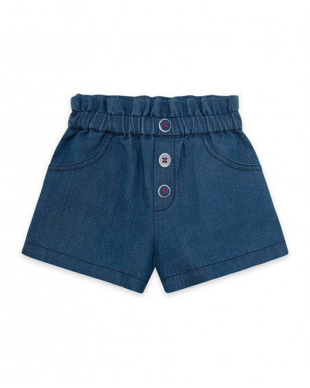 Shorts de sarja azul-marinho botões menina