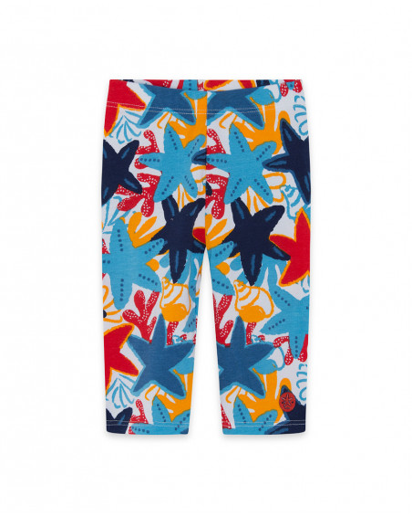 Leggings corsário estrelas-do-mar multicolor menina