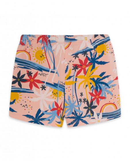 Shorts jersey estampado praia coral menina