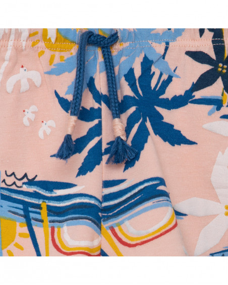 Shorts jersey estampado praia coral menina