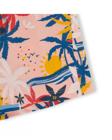 Shorts jersey estampado praia coral menina