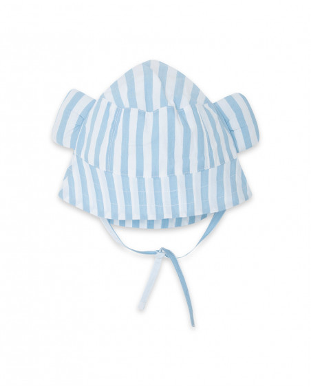 Chapéu de popelina às riscas azul recém-nascido menino
