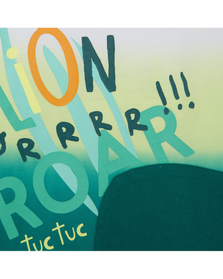 Camisola de manga curta verde com bolso detalhes crista de