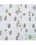 Camisa de popelina manga curta branca estampada cato menino