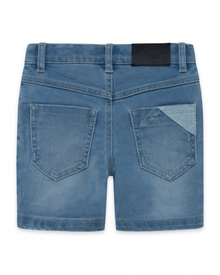 Bermudas denim cinco bolsos azul-claro menino