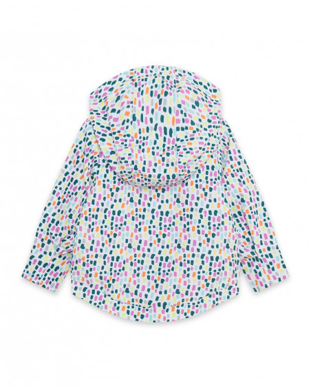 Corta-ventos com capuz e fecho de correr branco estampado de Corta-ventos com capuz e fecho de correr branco estampado de